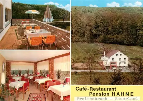 AK / Ansichtskarte 73912640 Breitenbruch_Arnsberg Cafe Restaurant Pension Hahne Gaststube Terrasse