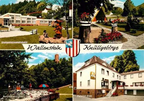 AK / Ansichtskarte 73912676 Wallenstein Dorfgemeinschaftshaus Kuranlagen Naturschwimmbad Pension Zinn