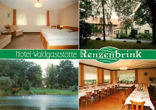 AK / Ansichtskarte 73912726 Bramsche_Lingen Hotel Waldgaststaette Renzenbrink Zimmer Gastraum Schwanenteich