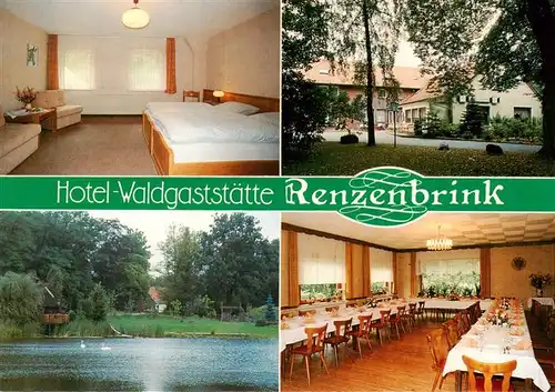 AK / Ansichtskarte  Bramsche_Lingen Hotel Waldgaststaette Renzenbrink Zimmer Gastraum Schwanenteich