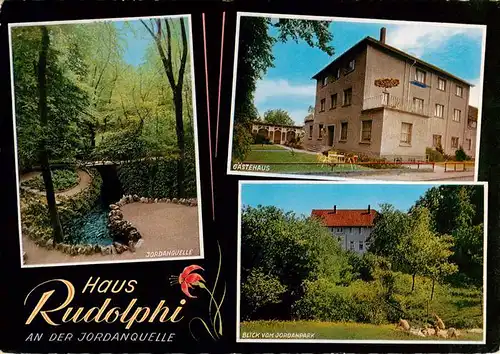 AK / Ansichtskarte 73912732 Bad_Lippspringe Haus Rudolphi Jordanquelle Gaestehaus Blick vom Jordanpark