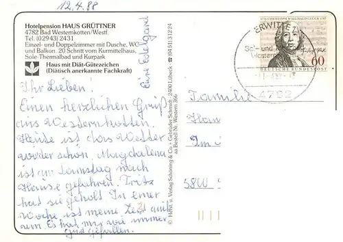 AK / Ansichtskarte  Bad_Westernkotten Haus Gruettner Gastraeume