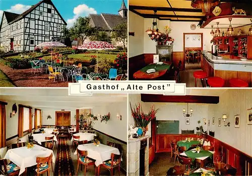 AK / Ansichtskarte  Altenhellefeld Gasthof Alte Post Gastraeume Bar Gartenterrasse