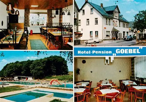 AK / Ansichtskarte  Unnau_Westerwald Hotel Pension Goebel Gastraeume Schwimmbad