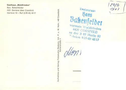 AK / Ansichtskarte 73912933 Gerleve Gasthaus Waldfrieden Gastraeume