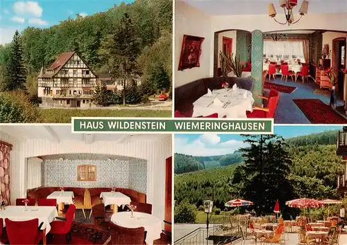 AK / Ansichtskarte 73912935 Wiemeringhausen Hotel Restaurant Haus Wildenstein Gastraeume Freiterrasse