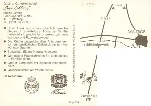 AK / Ansichtskarte  Waltrop Gast und Gartenwirtschaft Zur Lohburg Gastraeume