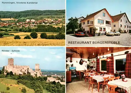 AK / Ansichtskarte 73912960 Ruemmingen Kandertal Panorama Restaurant Buergerstueble Roettler Schloss Gaststube