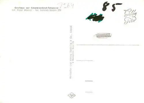 AK / Ansichtskarte  Schwarzenbach_Forbach Gasthaus zur Schwarzenbach Talsperre Gastraeume