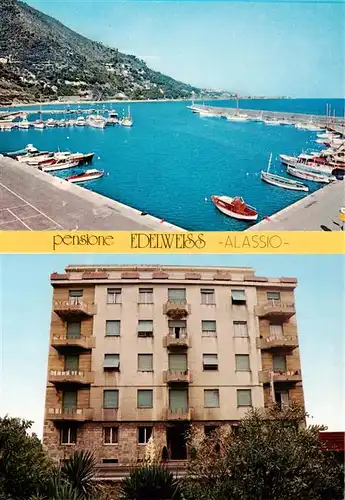 AK / Ansichtskarte 73913187 Alassio_Liguria_IT Hafenpartie Pensione Edelweiss