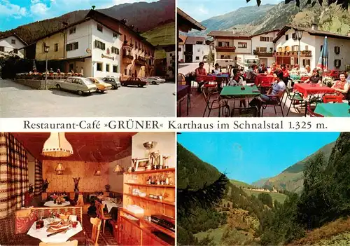 AK / Ansichtskarte  Karthaus_Schnalstal_Vinschgau Restaurant Cafe Gruener Gastraum Freiterrasse Panorama