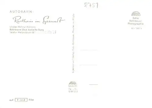 AK / Ansichtskarte  Rohrbrunn Autobahn Rasthaus im Spessart