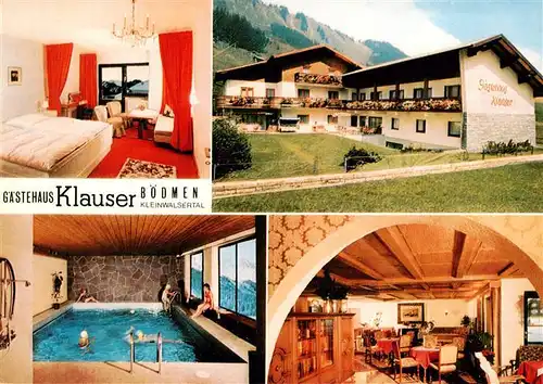 AK / Ansichtskarte  Mittelberg_Boedmen Gaestehaus Klauser Gastraum Fremdenzimmer Hallenbad