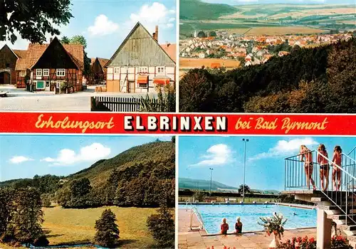 AK / Ansichtskarte 73913354 Elbrinxen Ortspartie Blick vom Isenberg Grundfeld Freibad