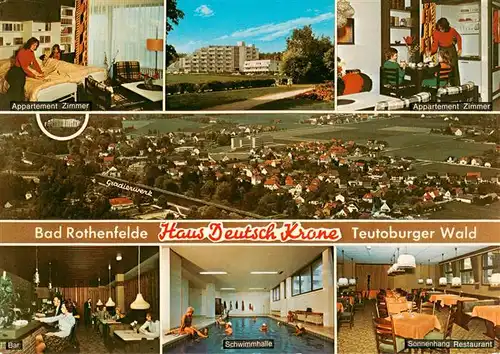 AK / Ansichtskarte  Bad_Rothenfelde Haus Deutsch Krone Appartements Bar Schwimmhalle Sonnehang Restaurant Panorama