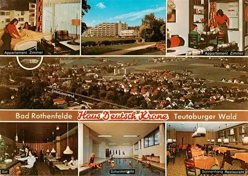 AK / Ansichtskarte 73913364 Bad_Rothenfelde Haus Deutsche Krone Appartements Panorama Bar Schwimmhalle Sonnenhang Restaurant