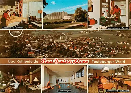 AK / Ansichtskarte  Bad_Rothenfelde Haus Deutsche Krone Appartements Panorama Bar Schwimmhalle Sonnenhang Restaurant