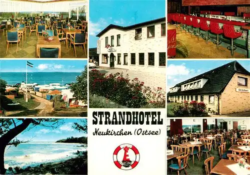 AK / Ansichtskarte 73913447 Neukirchen_Eutin Strandhotel Gastraeume Bar Strandpartien Campingplatz