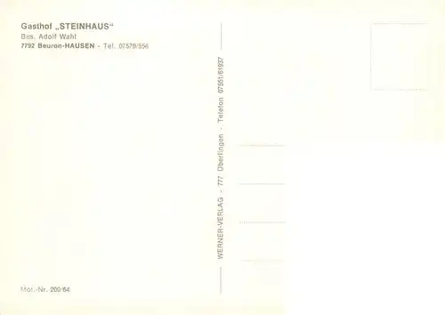 AK / Ansichtskarte  Hausen_Tal_Hausen_Thal_Beuron Gasthof Steinhaus Flur Gastraeume