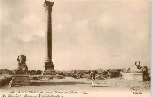 AK / Ansichtskarte  Alexandria__Alexandrie_Aegypten Pomper Column and Sphinx