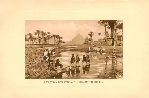 AK / Ansichtskarte 73913613 Gizeh_Giza_Egypt Les Pyramides pendant linondation du Nil