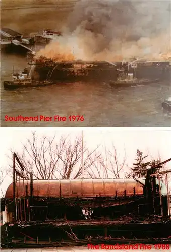 AK / Ansichtskarte 73913696 Feuerwehr_Fire-Brigade_Pompiers_Bomberos Southend Pier Fire 1976 The Bandstand Fire 1988