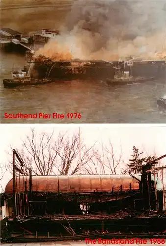 AK / Ansichtskarte  Feuerwehr_Fire-Brigade_Pompiers_Bomberos Southend Pier Fire 1976 The Bandstand Fire 1988