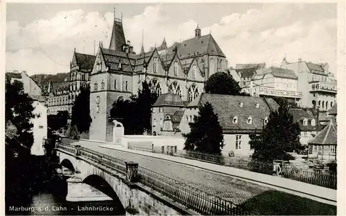 AK / Ansichtskarte  Marburg__Lahn Ortspartie Lahnbruecke