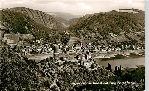 AK / Ansichtskarte 73913727 Burgen_Mosel Panorama mit Burg Bischofstein