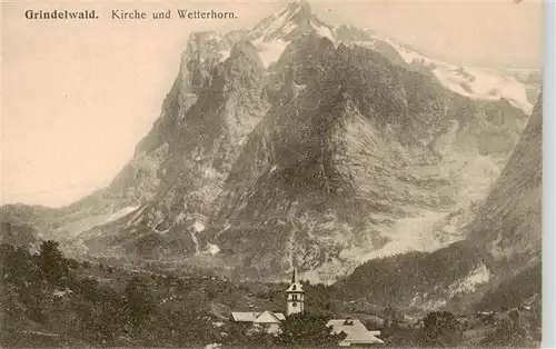 AK / Ansichtskarte  Grindelwald_BE Kirche und Wetterhorn