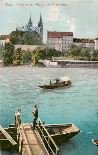 AK / Ansichtskarte  Basel_BS Muenster mit Pfalz und Rheinfaehre