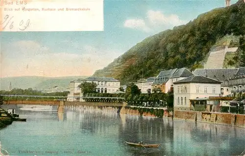 AK / Ansichtskarte  Bad_Ems Blick auf Kurgarten Kurhaus und Bismarcksaeule