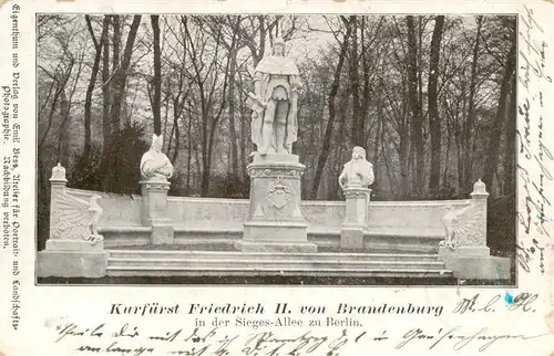 AK / Ansichtskarte 73913757 Berlin Denkmal Kurfuerst Friedrich II. von Brandenburg in der Sieges Allee