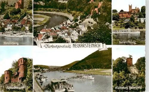 AK / Ansichtskarte 73913786 Neckarsteinach Vorderburg Mittelburg Schwalbennest Neckarpartie Hinterburg Rabenschloss