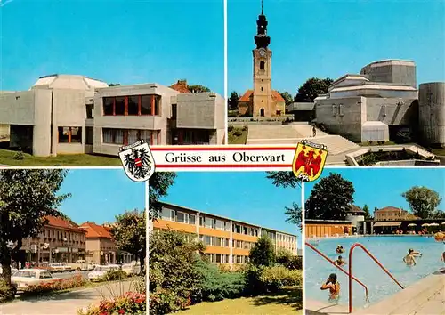 AK / Ansichtskarte  Oberwart_Burgenland_AT Teilansichten Kirche Ortspartie Schwimmbad