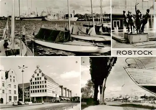 AK / Ansichtskarte  Rostock Alter Hafen Plastik von Reinhard Dietrich Interhotel Warnow Sieben stolze Schwestern Haus Sonne oeffentliche Gaststaette