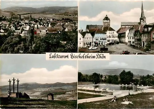 AK / Ansichtskarte  Bischofsheim_Rhoen Panorama Marktplatz Kreuzberg Schwimmbad