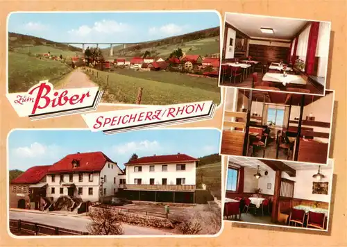 AK / Ansichtskarte  Speicherz_Rhoen_Motten_Bayern Gasthof Zum Biber Gastraeume Autobahnbruecke
