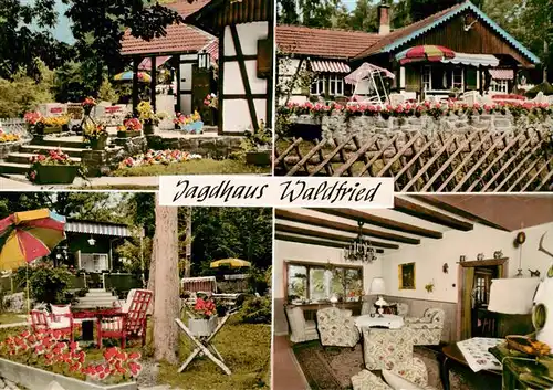 AK / Ansichtskarte 73913948 Oberthulba Weinrestaurant Jagdhaus Waldfried Gartenterrasse Gastraum