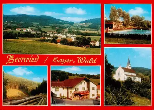 AK / Ansichtskarte 73913960 Bernried_Niederbayern Panorama Teilansichten Freibad Kirche