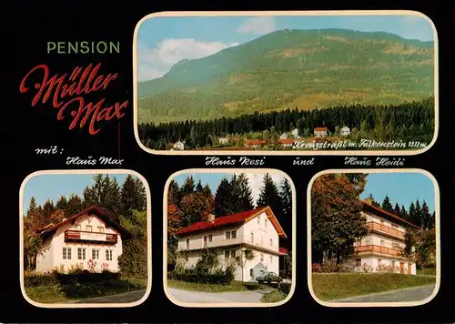 AK / Ansichtskarte  Kreuzstrassl Pension Mueller Max Haus Resi und Haus Heidi Panorama mit Falkenstein