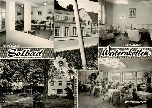 AK / Ansichtskarte 73913971 Bad_Westernkotten Wartehalle Lesezimmer Kurgarten Wintergarten Kurhaus