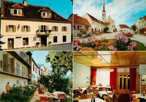 AK / Ansichtskarte 73913990 Pischelsdorf__Kulm_Steiermark_AT Gasthof Pension Zur Post Terrasse Gaststube Ortspartie