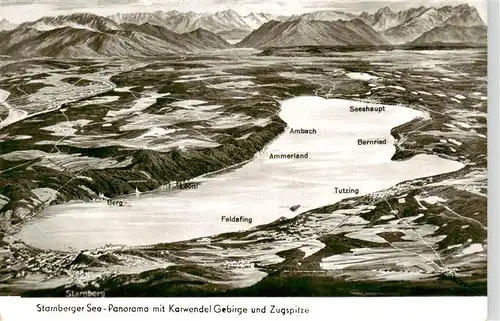 AK / Ansichtskarte 73914025 Starnberg_Starnbergersee Panorama mit Karwendel Gebirge und Zugspitze