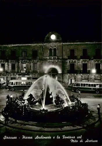 AK / Ansichtskarte 73914080 Siracusa_Syrakus_Sicilia Piazza Archimede e la Fontana col Mito di Aretusa