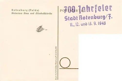 AK / Ansichtskarte 73914157 Rotenburg_Fulda Steinernes Haus und Elisabethkirche Zeichnung