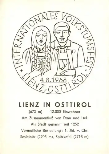 AK / Ansichtskarte  Lenz_IT Internationales Volkstumsfest Sonderstempel Sondermarken