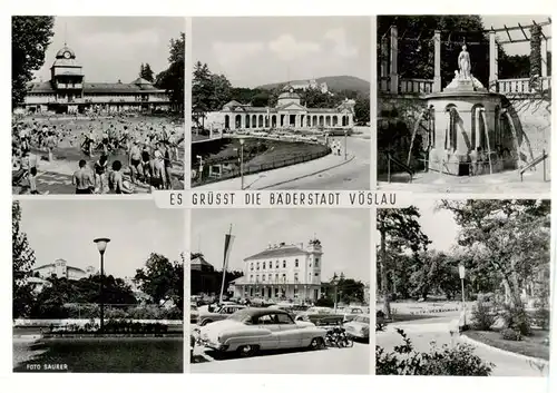 AK / Ansichtskarte  Voeslau_Bad_AT Teilansichten Freibad Brunnen Parkanlagen