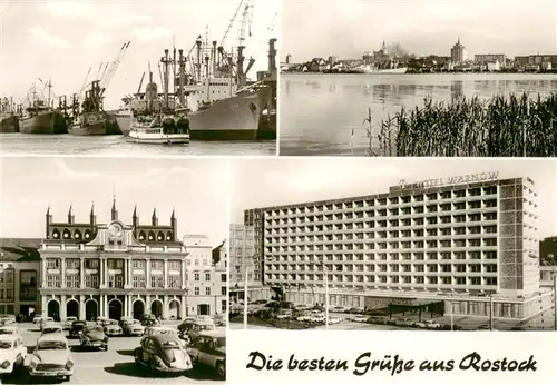 AK / Ansichtskarte 73914233 Rostock Hafen Uferpartie Rathaus Hotel Warnow