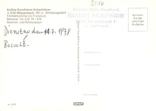 AK / Ansichtskarte  Miesenbach_Birkfeld Kaffee Konditorei Arbeitsleitner Gastraeume